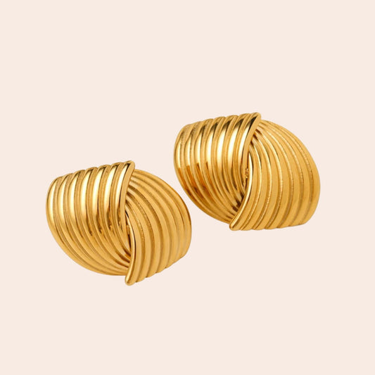 Gold Geometric Textured Stud Earrings