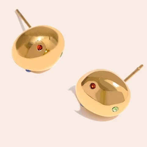 Oval Shape Set With Diamonds Stud Earrings
